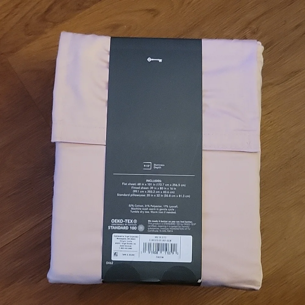 Threshold Tri Ease sheet set Blush 500 Thread Count Sateen 18